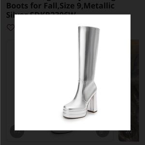 Dream Pairs Metallic Silver Heeled Boots